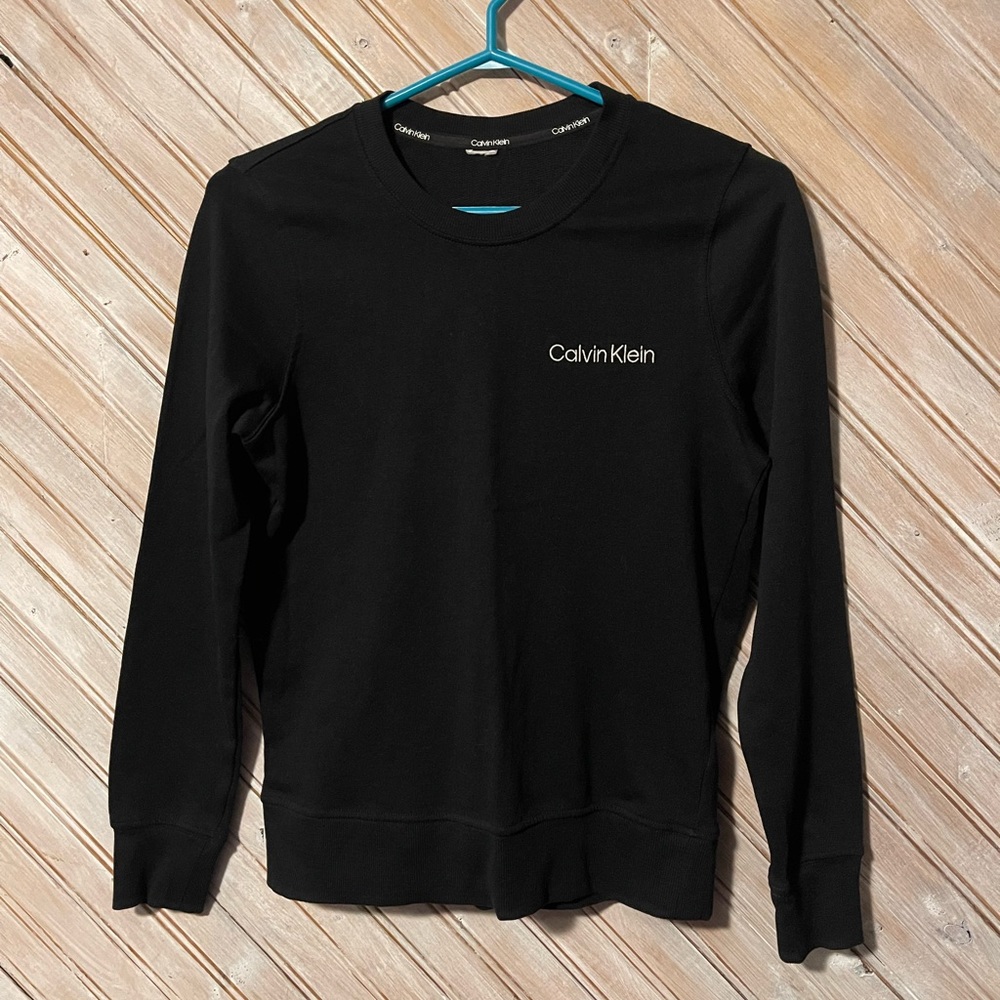 Calvin Klein black long sleeve shirt sweater pullover XS embroidered logo top